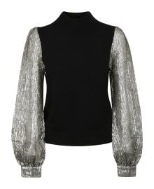 Tory Burch Crinkle Stripe Lame Sleeve Sweater italist ALWAYS LIKE A SALE at italist